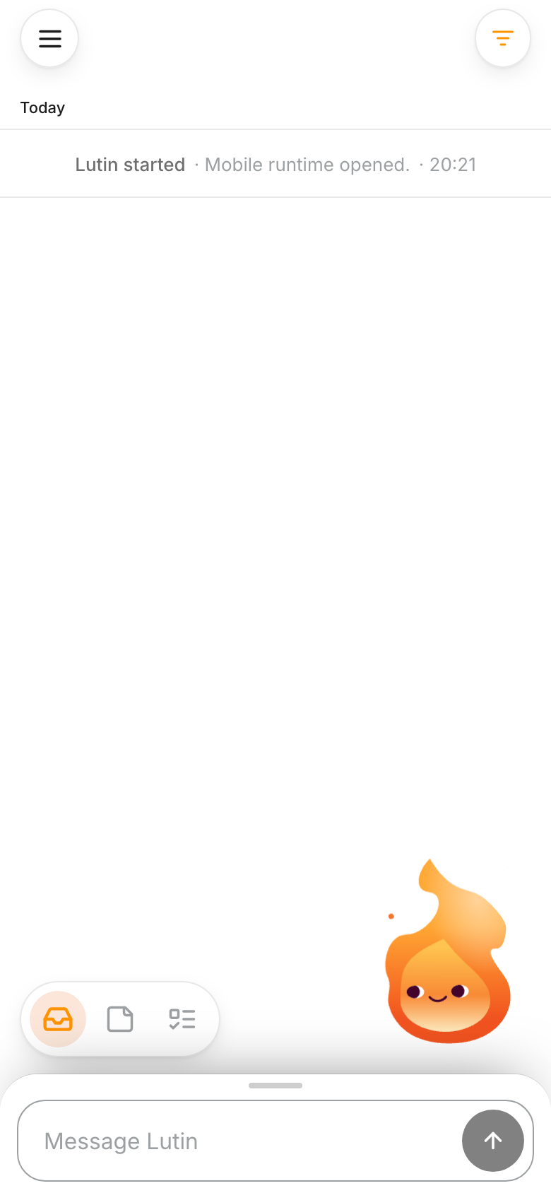 Lutin mobile composer open and ready for a message